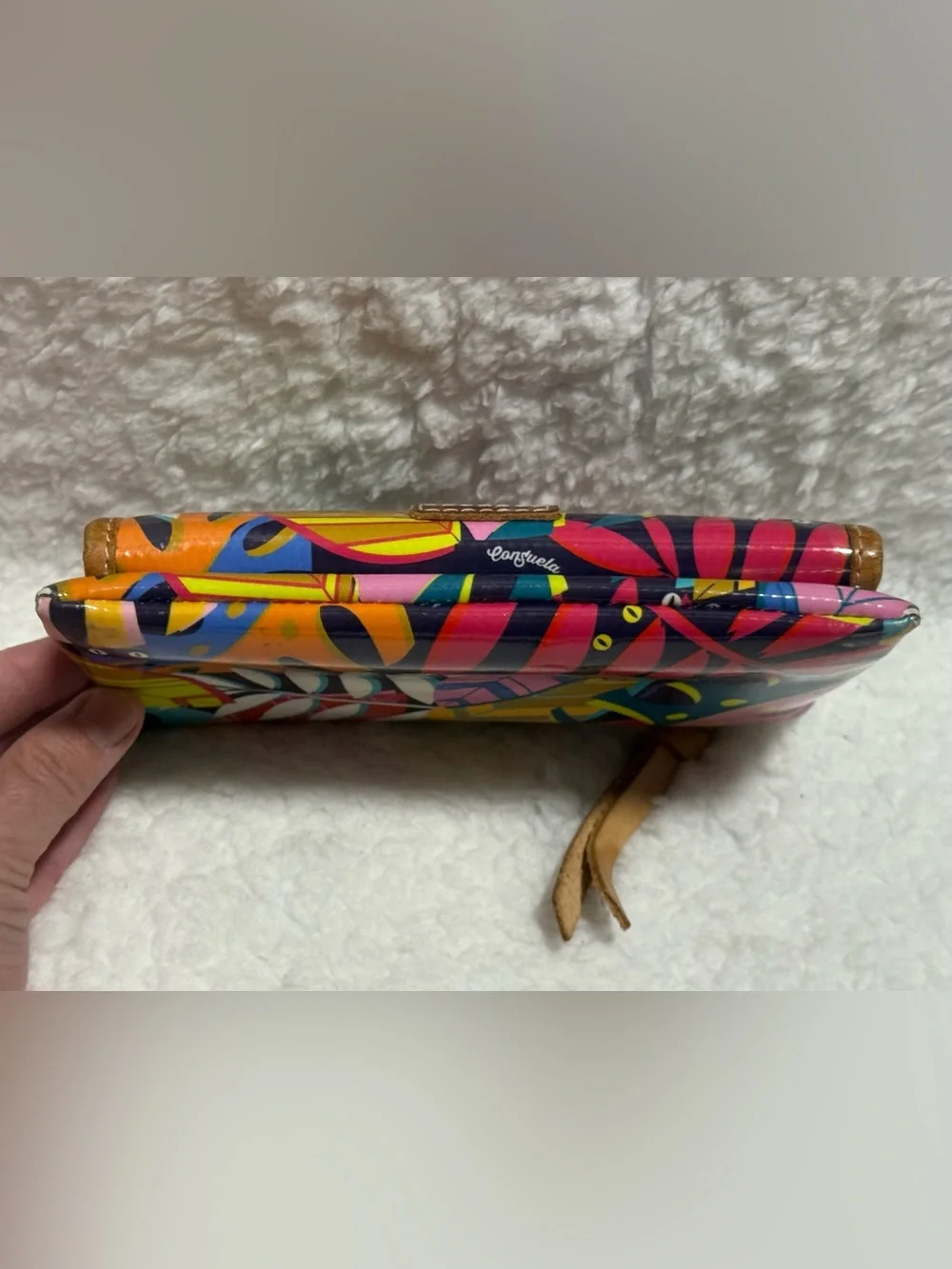 Consuela Multicolor Maya Leaf-Print Leather Slim Wallet